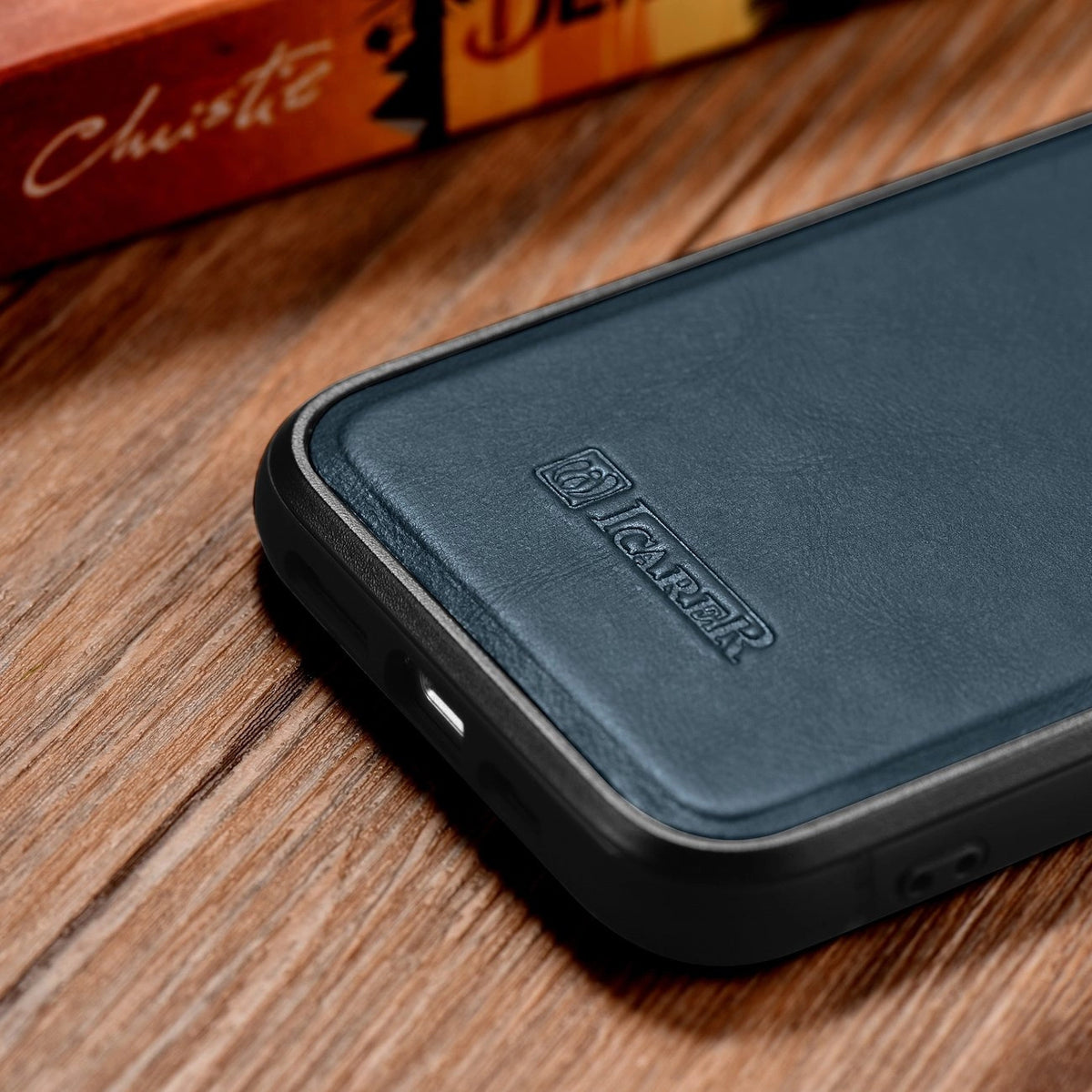 iCarer Leather Oil Wax etui do iPhone 14 Plus niebieski (WMI14220719-BU) – zdjęcie 16