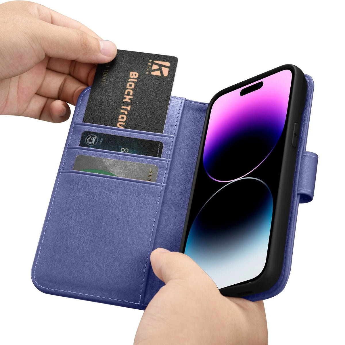 iCarer Wallet Case 2in1 etui iPhone 14 Pro skórzany pokrowiec z klapką – zdjęcie 16