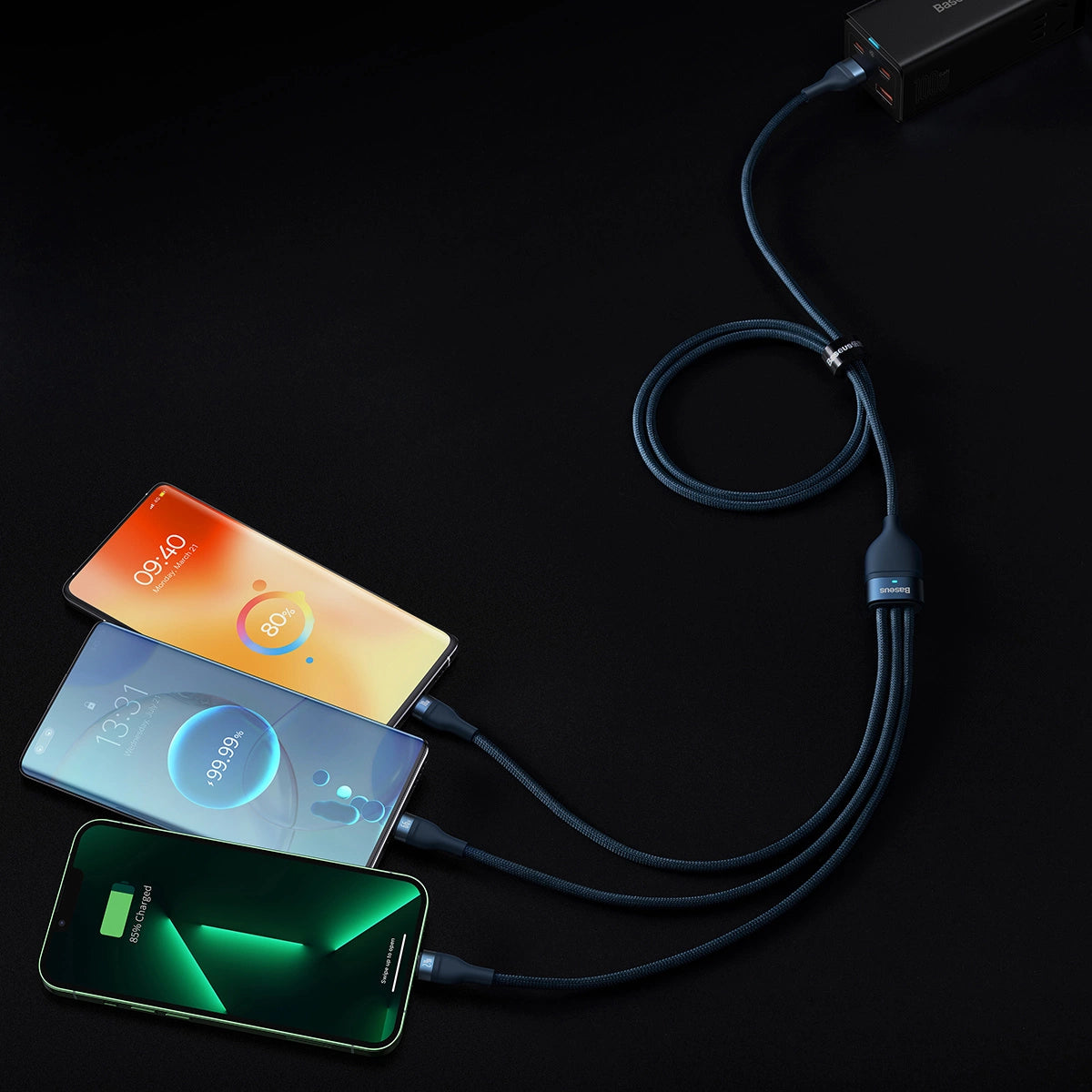 Baseus Flash do USB-C / Micro-USB / Lightning 66W 480Mb/s 1.2m niebieski