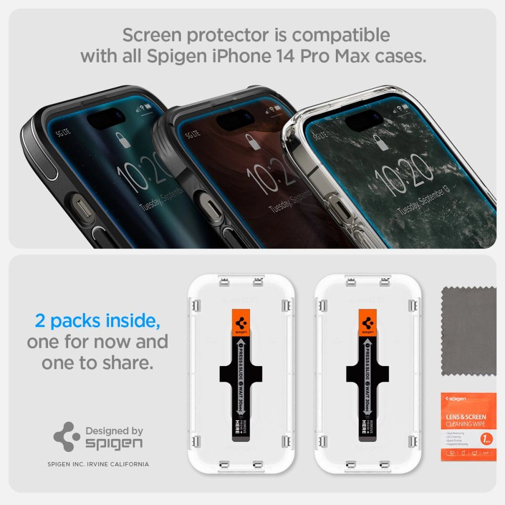 Szkło hartowane Spigen Glas.tR EZ Fit na iPhone 14 Pro - 2 szt. – zdjęcie 15