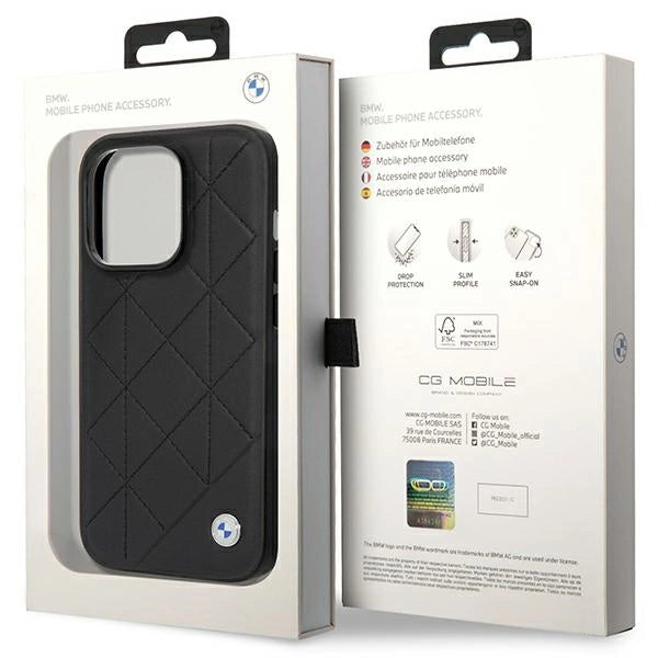 Etui BMW Leather Quilted na iPhone 14 Pro - czarne – zdjęcie 8