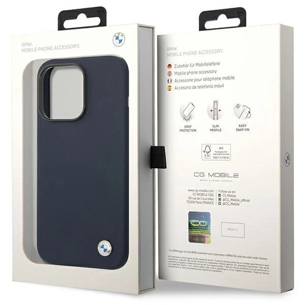Etui BMW Silicone Metal Logo MagSafe na iPhone 14 Pro Max - granatowe – zdjęcie 8