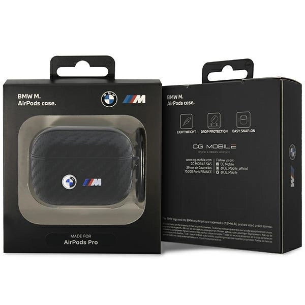 Etui BMW Carbon Double Metal Logo na AirPods Pro - czarne – zdjęcie 3