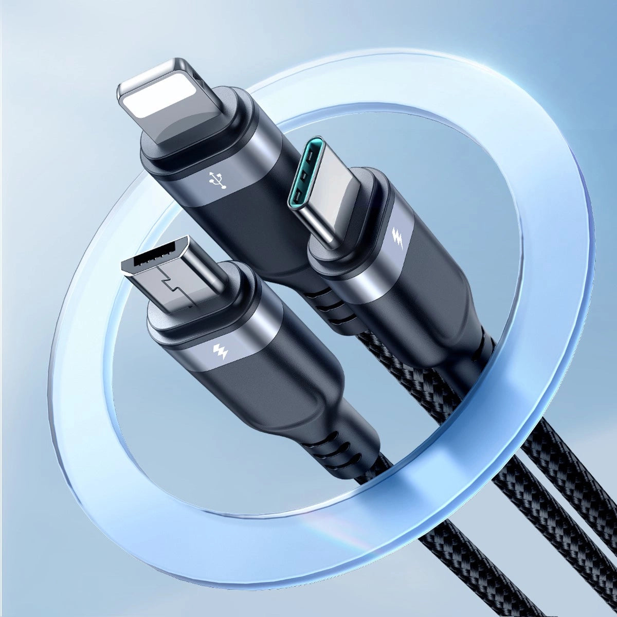 Kabel Joyroom Multi-Use Series S-A18 3w1 USB-A - Lightning - czarny – zdjęcie 8