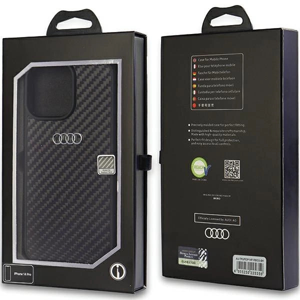 Etui Audi Carbon Fiber na iPhone 14 Pro - czarne – zdjęcie 3