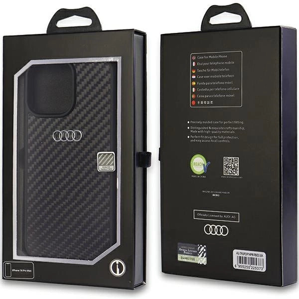 Etui Audi Carbon Fiber na iPhone 14 Pro Max - czarne – zdjęcie 3