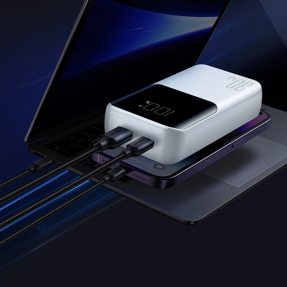 Mini powerbank Joyroom JR-PBC06 z wbudowanymi kablami USB-C - biały – zdjęcie 14