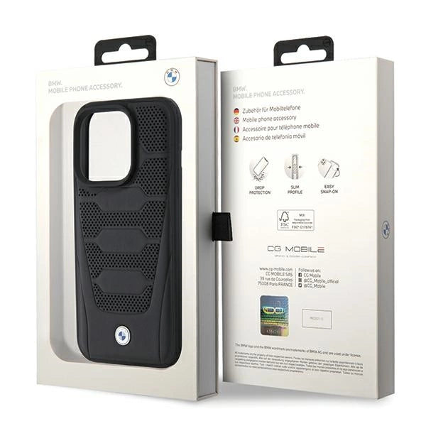 Etui BMW Leather Seats Pattern na iPhone 15 Pro Max - czarne – zdjęcie 8