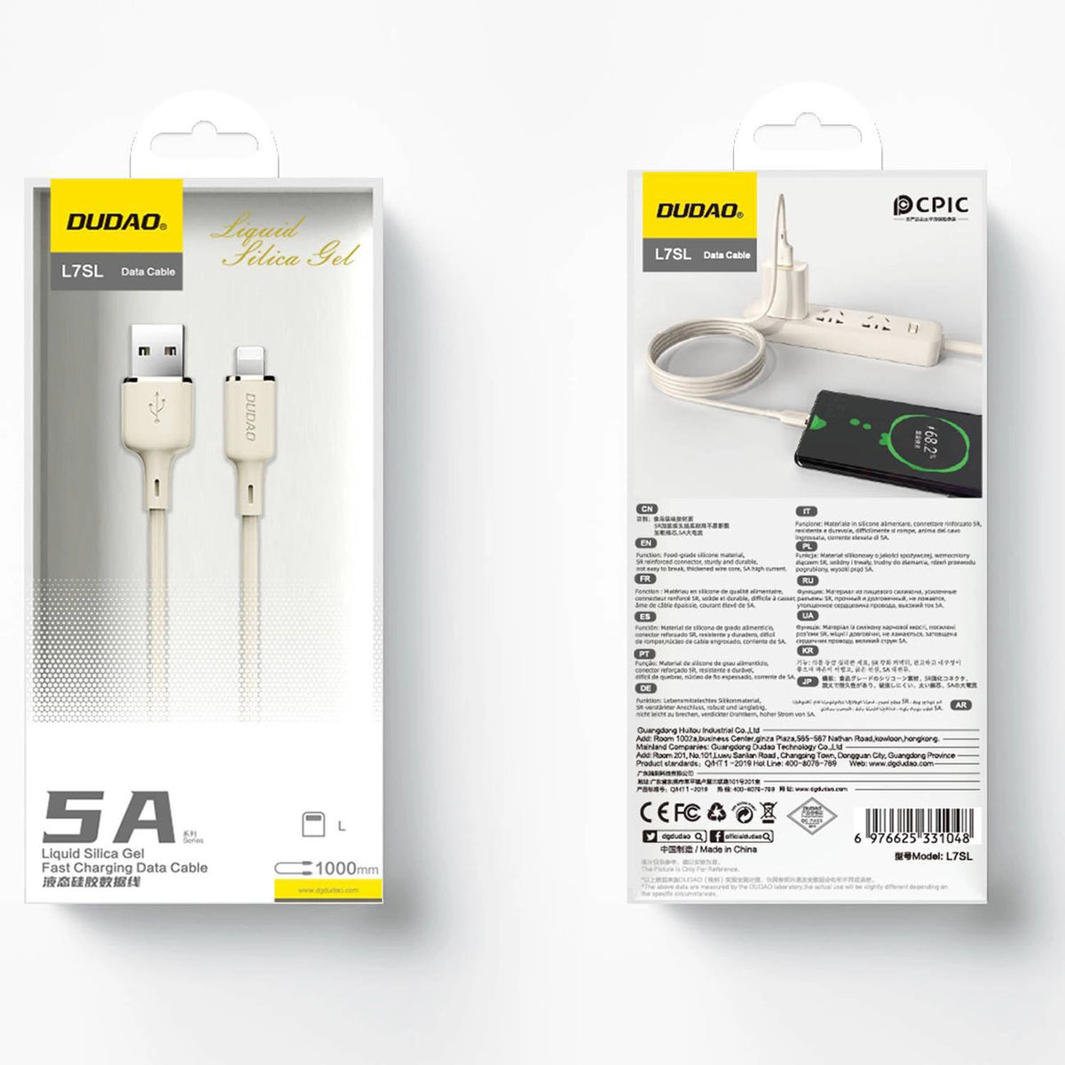 Kabel Dudao L7SL USB-A - Lightning 5A 1m - beżowy – zdjęcie 4