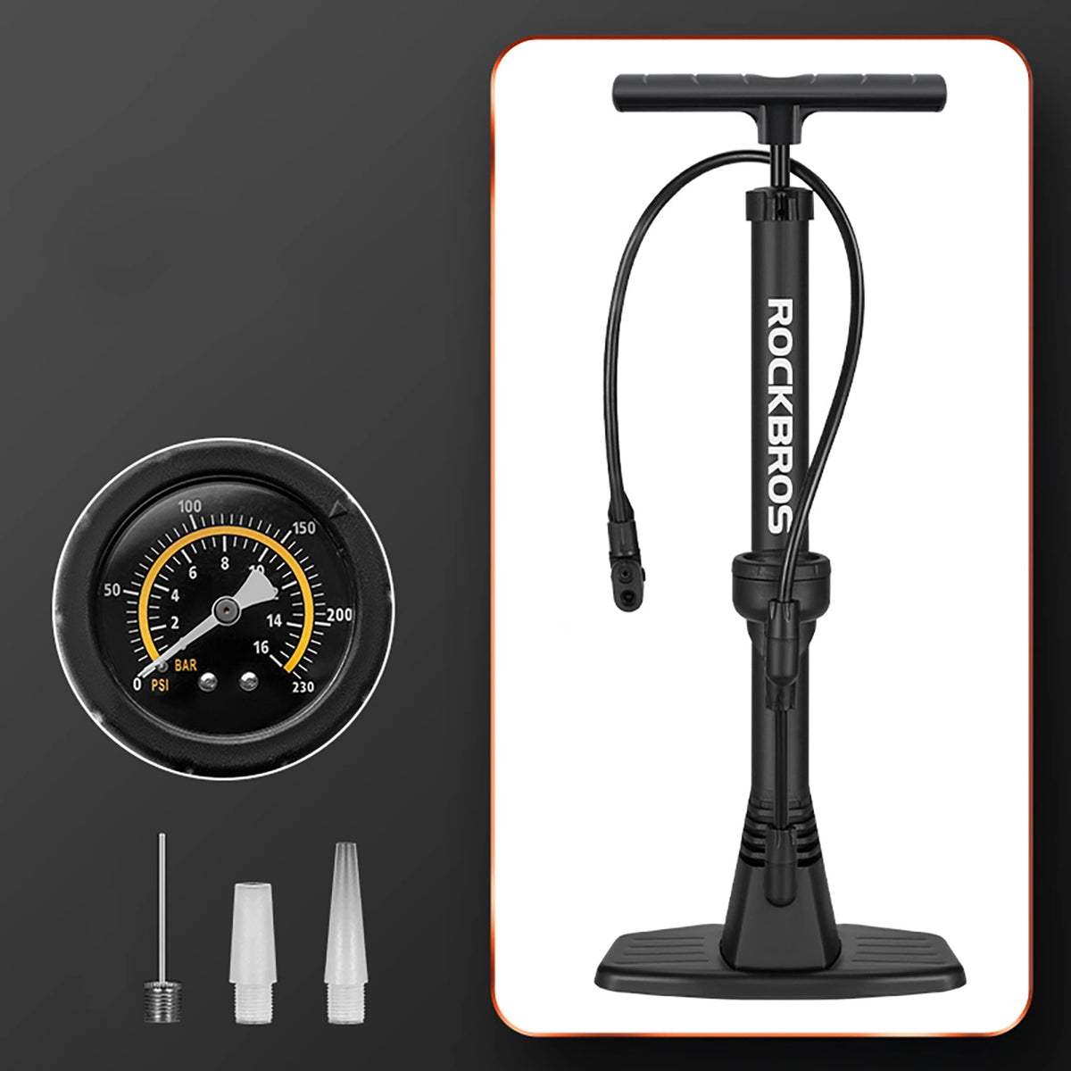 Pompka rowerowa Rockbros 42510001001 podłogowa - czarna – zdjęcie 3
