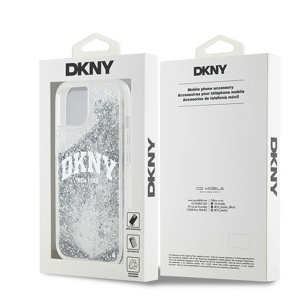 Etui DKNY Liquid Glitter Big Logo na iPhone 15 / 14 / 13 - białe