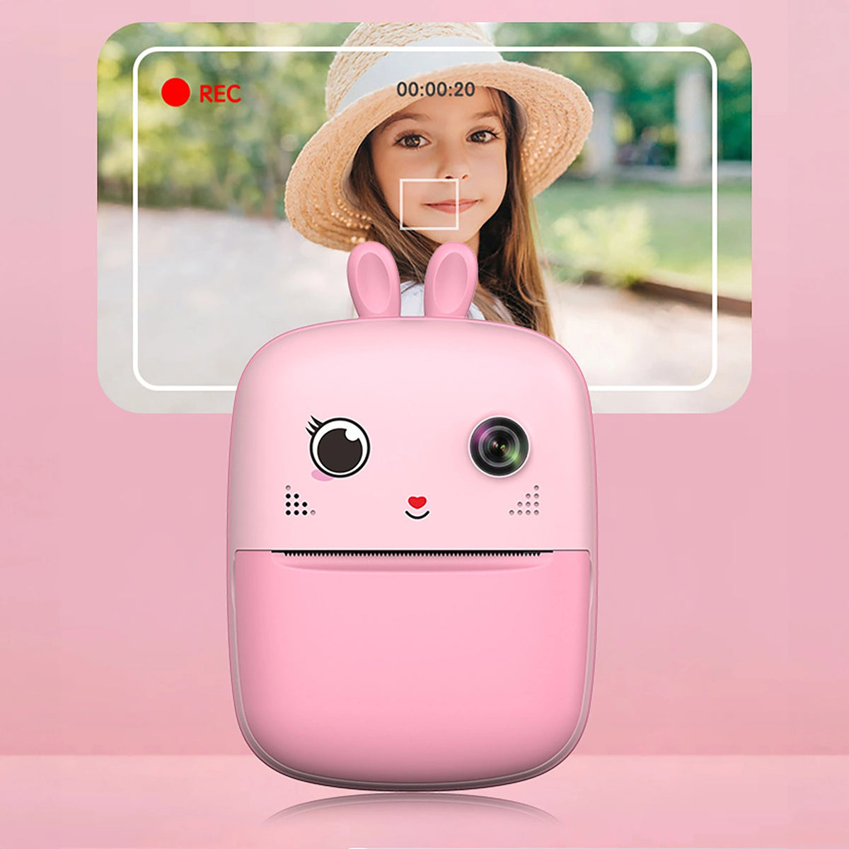 Mini drukarka dla dzieci z aparatem fotograficznym i kamerą - różowa