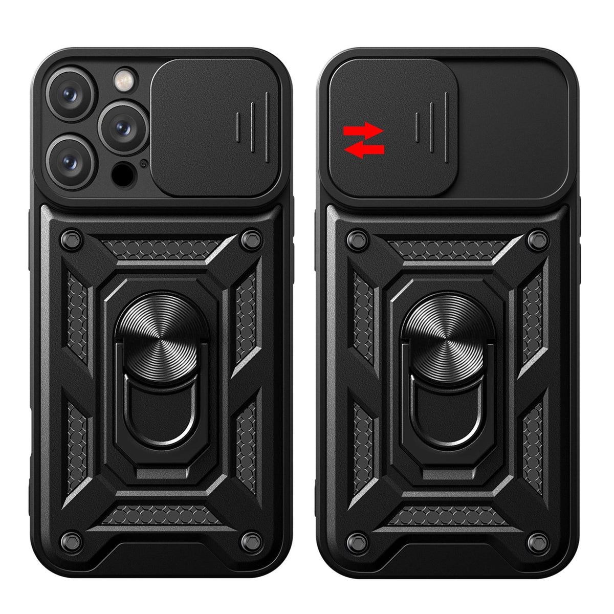 Etui Hybrid Armor Camshield na iPhone 16 na aparat z podstawką - czarne – zdjęcie 10
