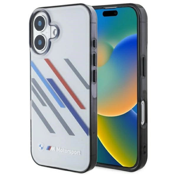 Etui BMW Motosport IML Random Stripes na iPhone 16 - szare