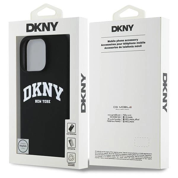 Etui DKNY Silicone White Printed Logo MagSafe na iPhone 16 Pro Max - czarne