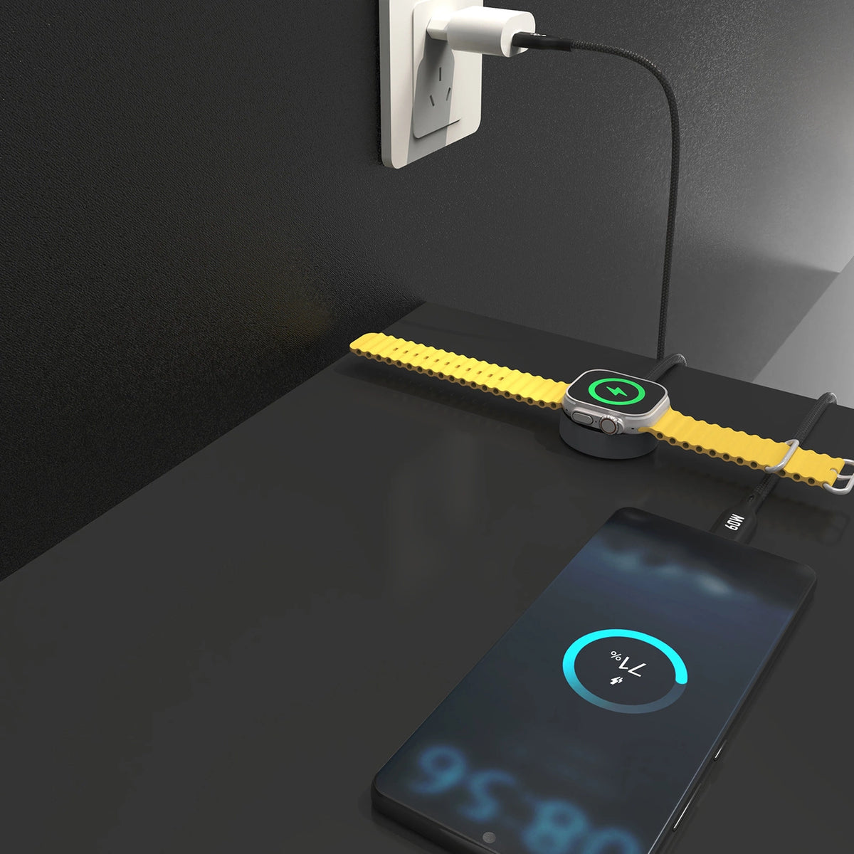 Ładowarka 2 w 1 Dudao A12MaxC PD60W do Apple Watch / USB-C 1,2m - czarna – zdjęcie 5