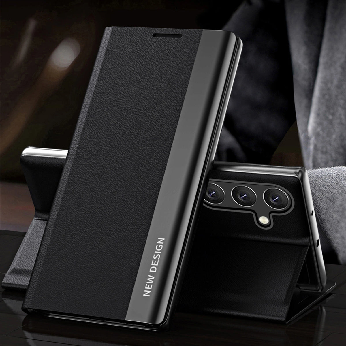Sleep Case Pro etui do Samsung Galaxy S25+ z klapką i podstawką - czarne – zdjęcie 2