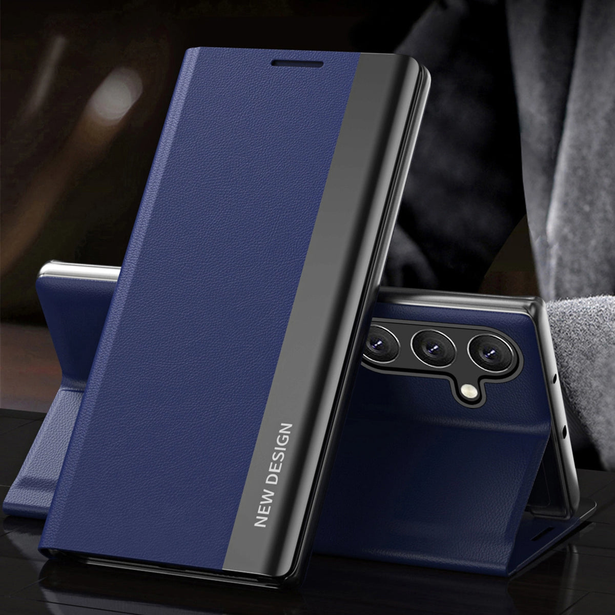Sleep Case Pro do Samsung Galaxy S25+ z klapką i podstawką - niebieskie – zdjęcie 2