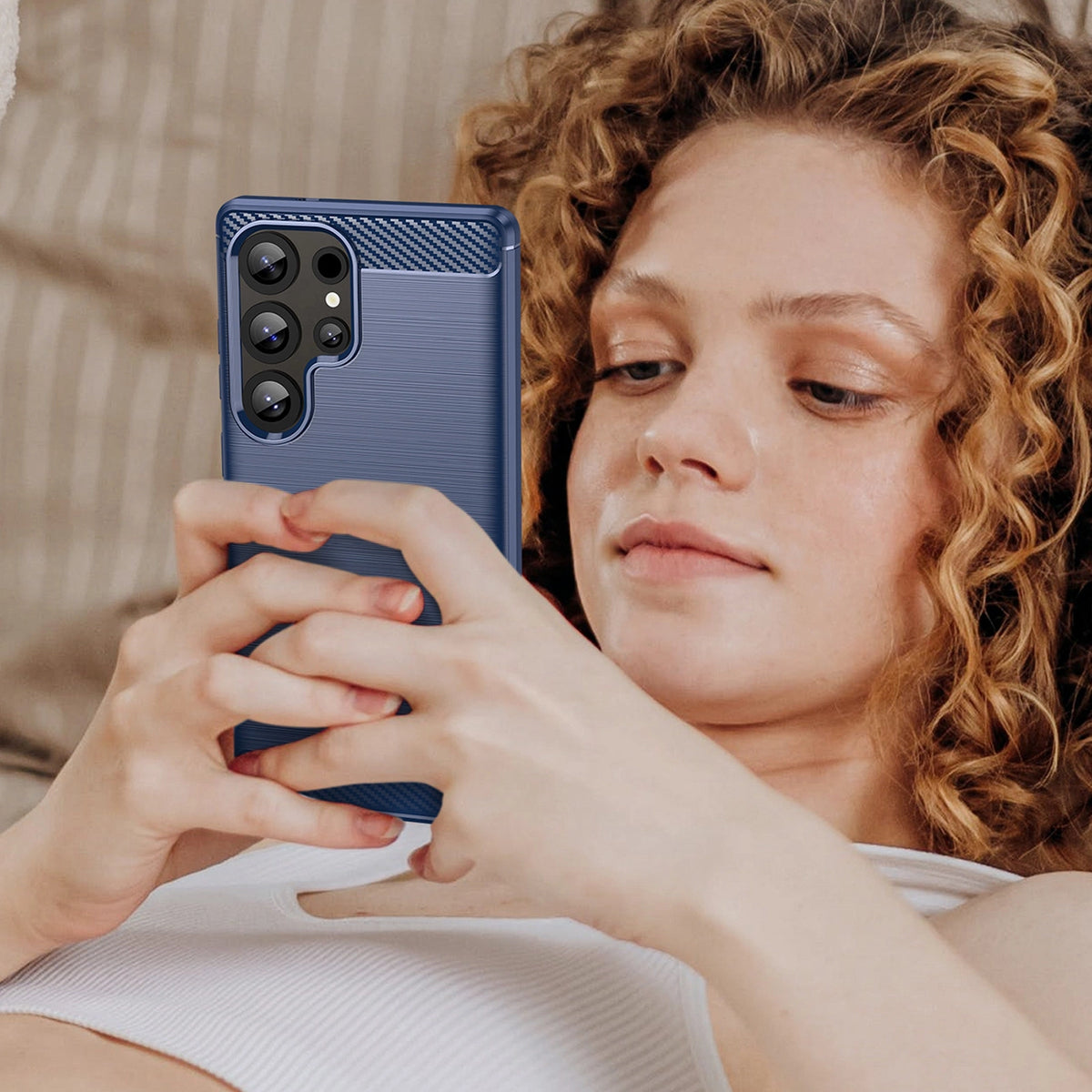 Etui silikonowe Carbon Case do Samsung Galaxy S25 Ultra - niebieskie – zdjęcie 7