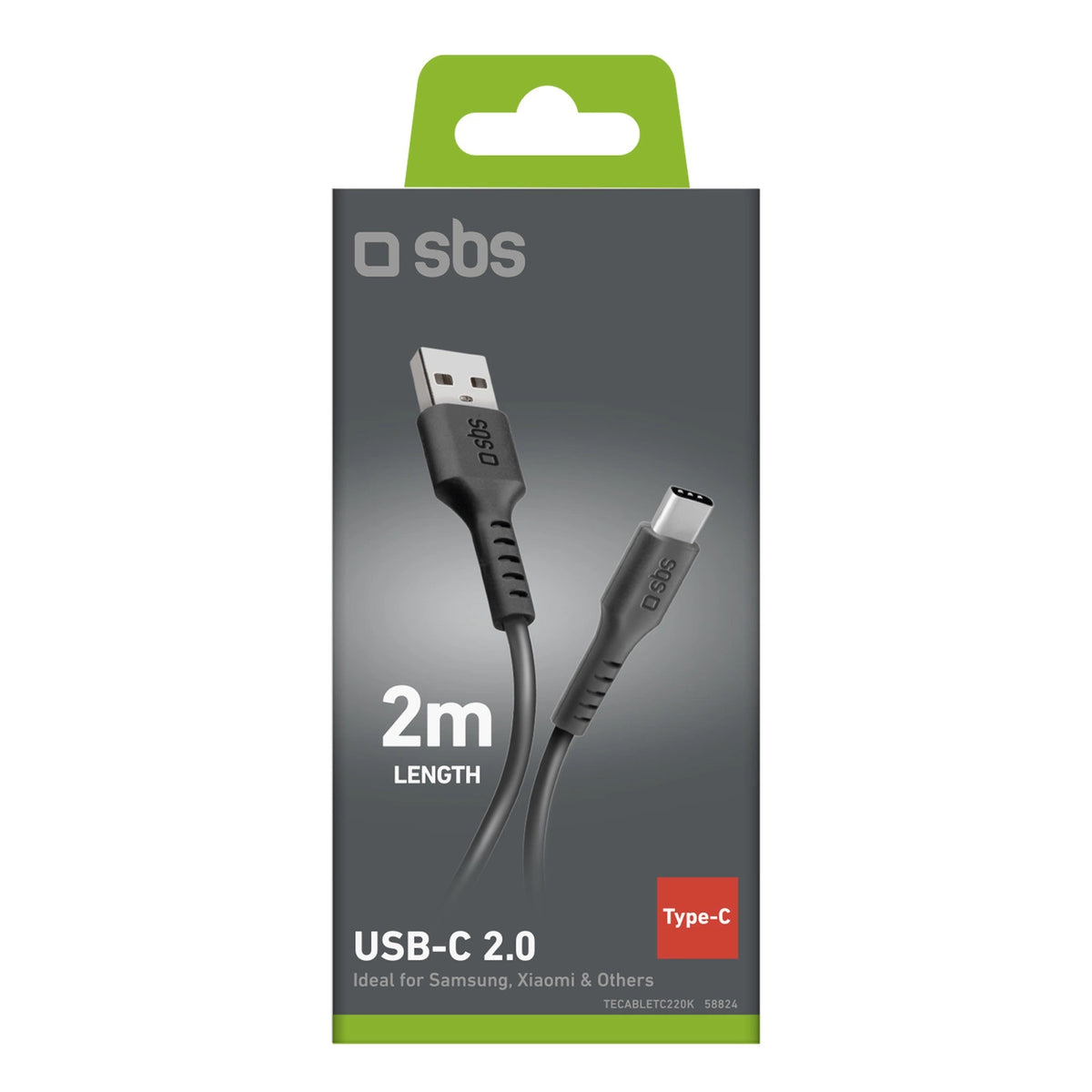 Kabel SBS TECABLETC220K USB-A - USB-C 2 m - czarny – zdjęcie 3