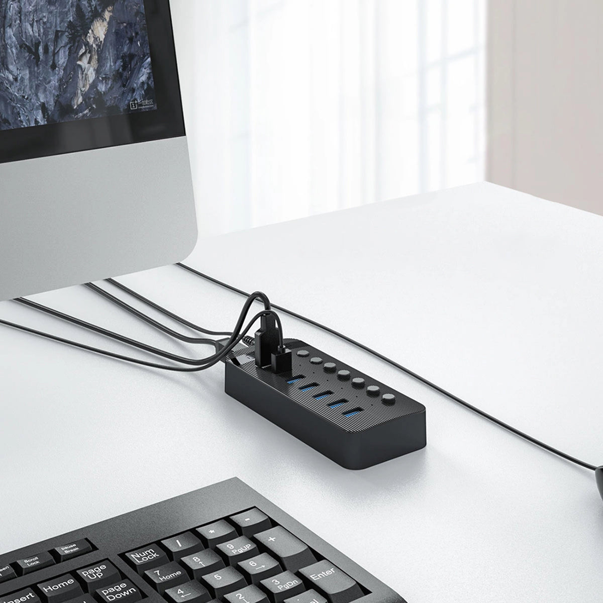 Hub Orico CT2U3-7AB 7x USB-A 3.0 z włącznikami - czarny – zdjęcie 4