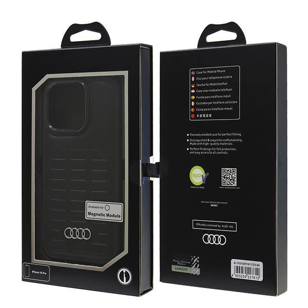 Etui Audi Synthetic Leather MagSafe na iPhone 16 Pro 6.3" - czarne – zdjęcie 7