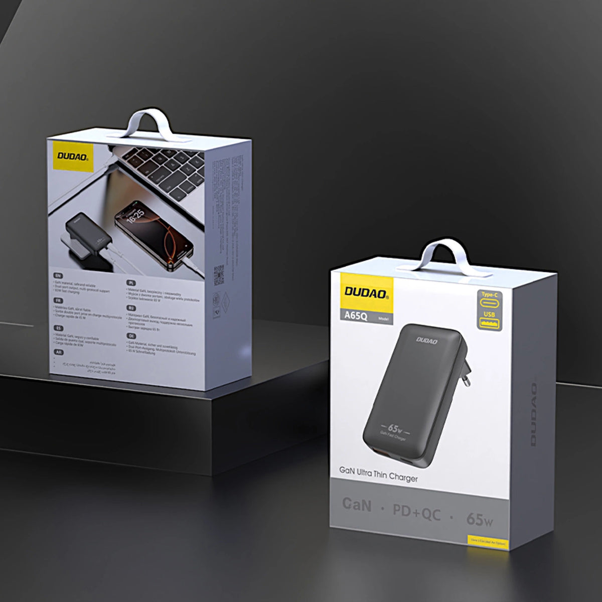 Ładowarka sieciowa podróżna GaN Dudao A65Q 65W USB-A / USB-C PD - czarna – zdjęcie 6