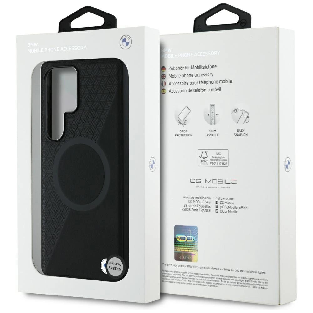 Etui BMW Leather Half Textured MagSafe na Samsung Galaxy S25 Ultra - czarne – zdjęcie 8