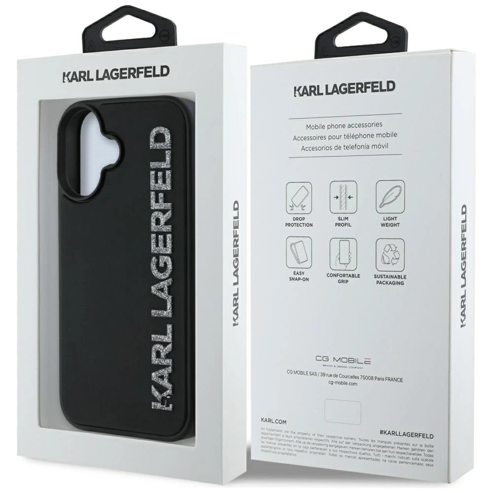 Etui Karl Lagerfeld HC 3D Rubber Elongated Glitter na iPhone 16 - czarne – zdjęcie 8