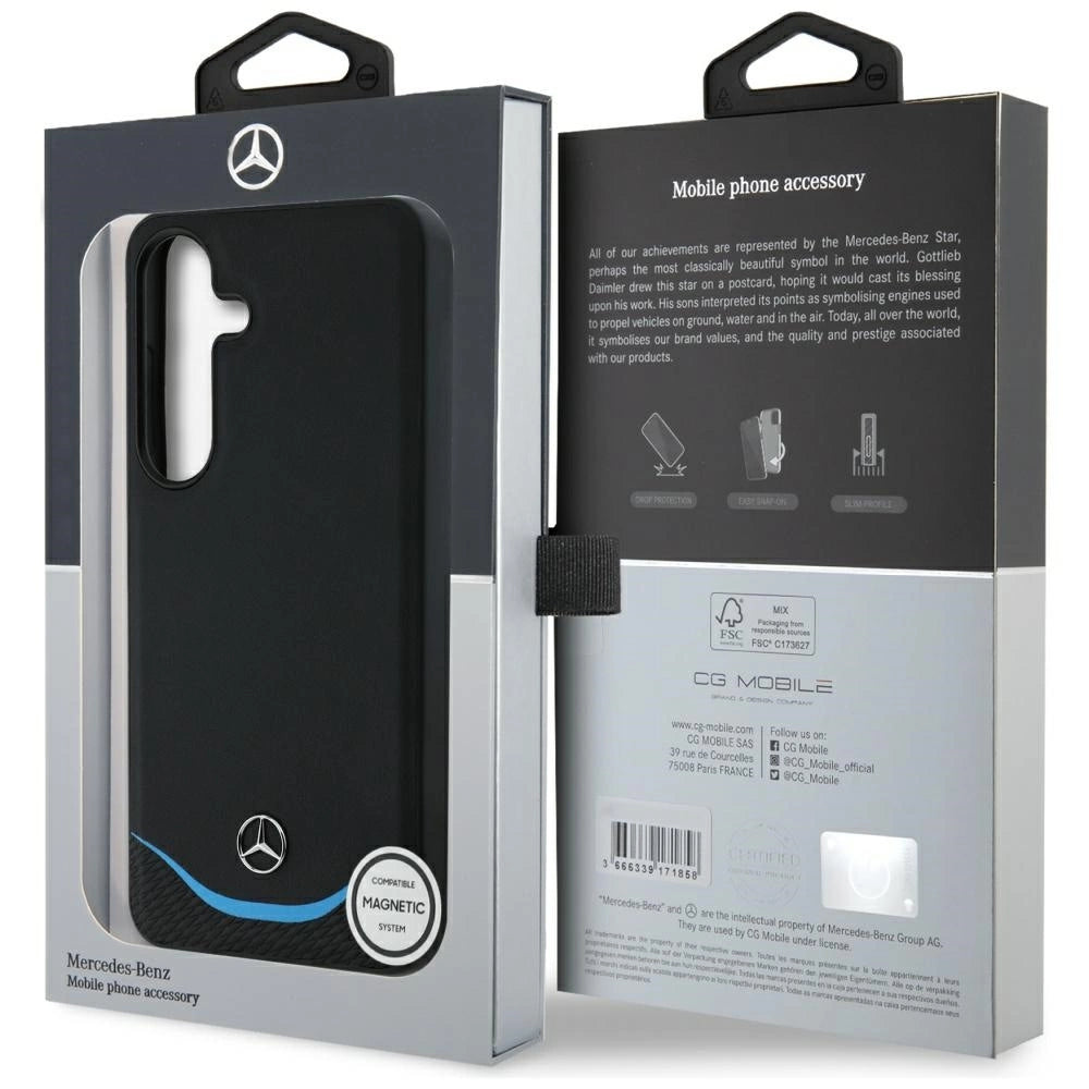 Etui Mercedes Leather Contrasted Blue na Samsung Galaxy S25 - czarne – zdjęcie 8