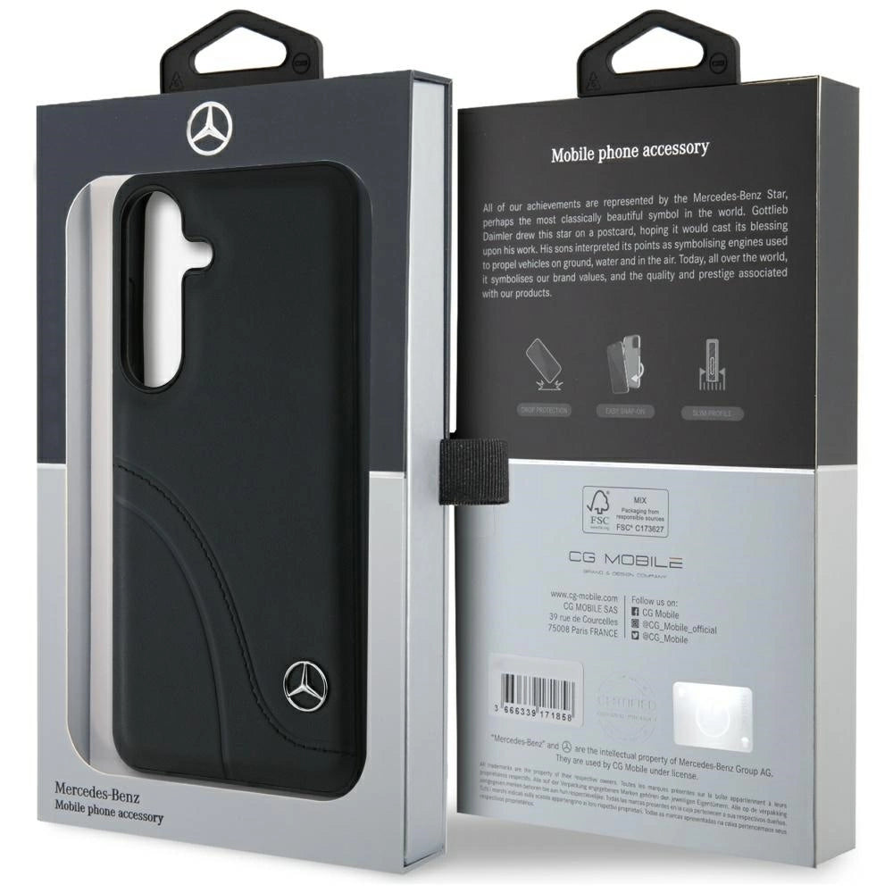 Etui Mercedes Leather Curved Stitches na Samsung Galaxy S25 - czarne – zdjęcie 8
