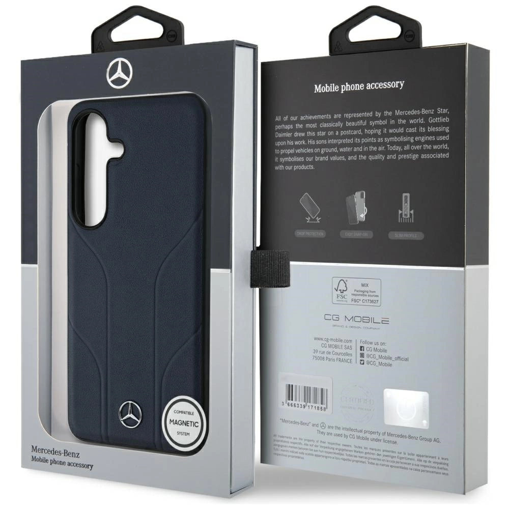 Etui Mercedes Leather Debossed Lines na Samsung Galaxy S25 - niebieskie – zdjęcie 8