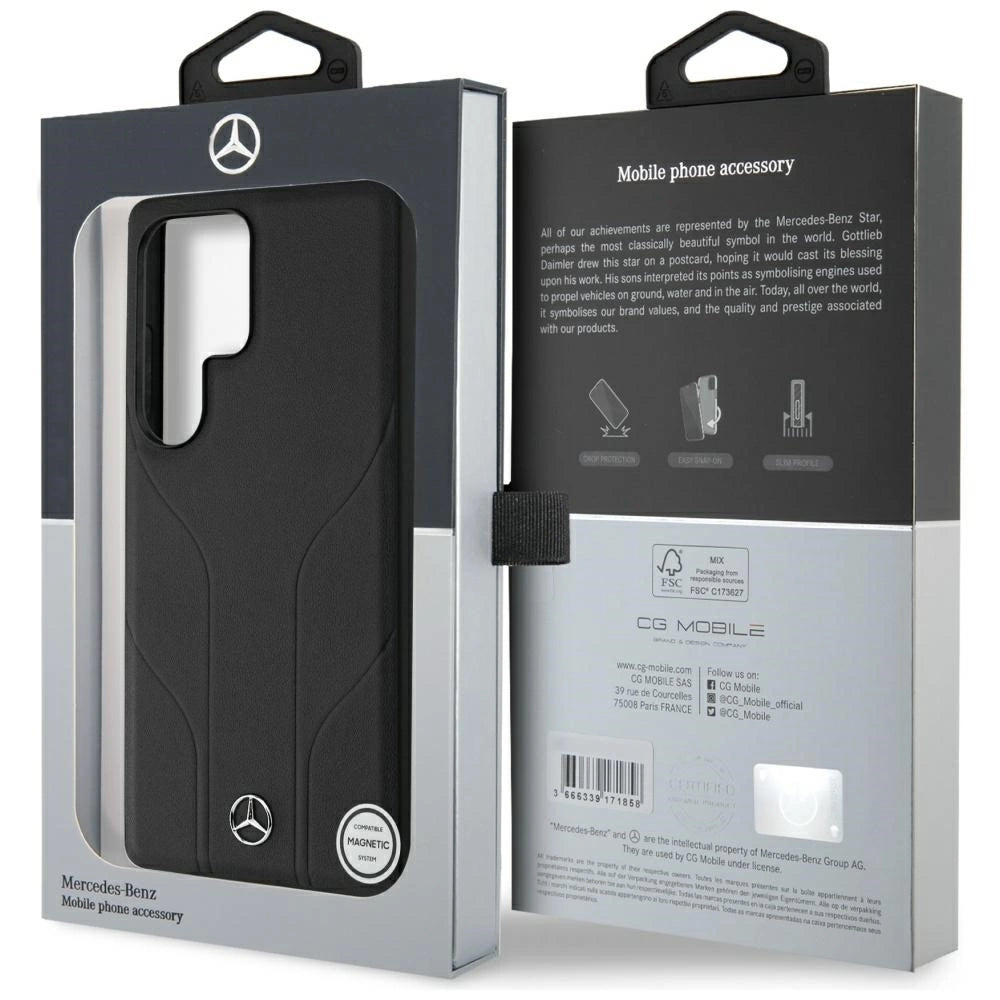 Etui Mercedes Leather Debossed Lines na Samsung Galaxy S25 Ultra - czarne – zdjęcie 8