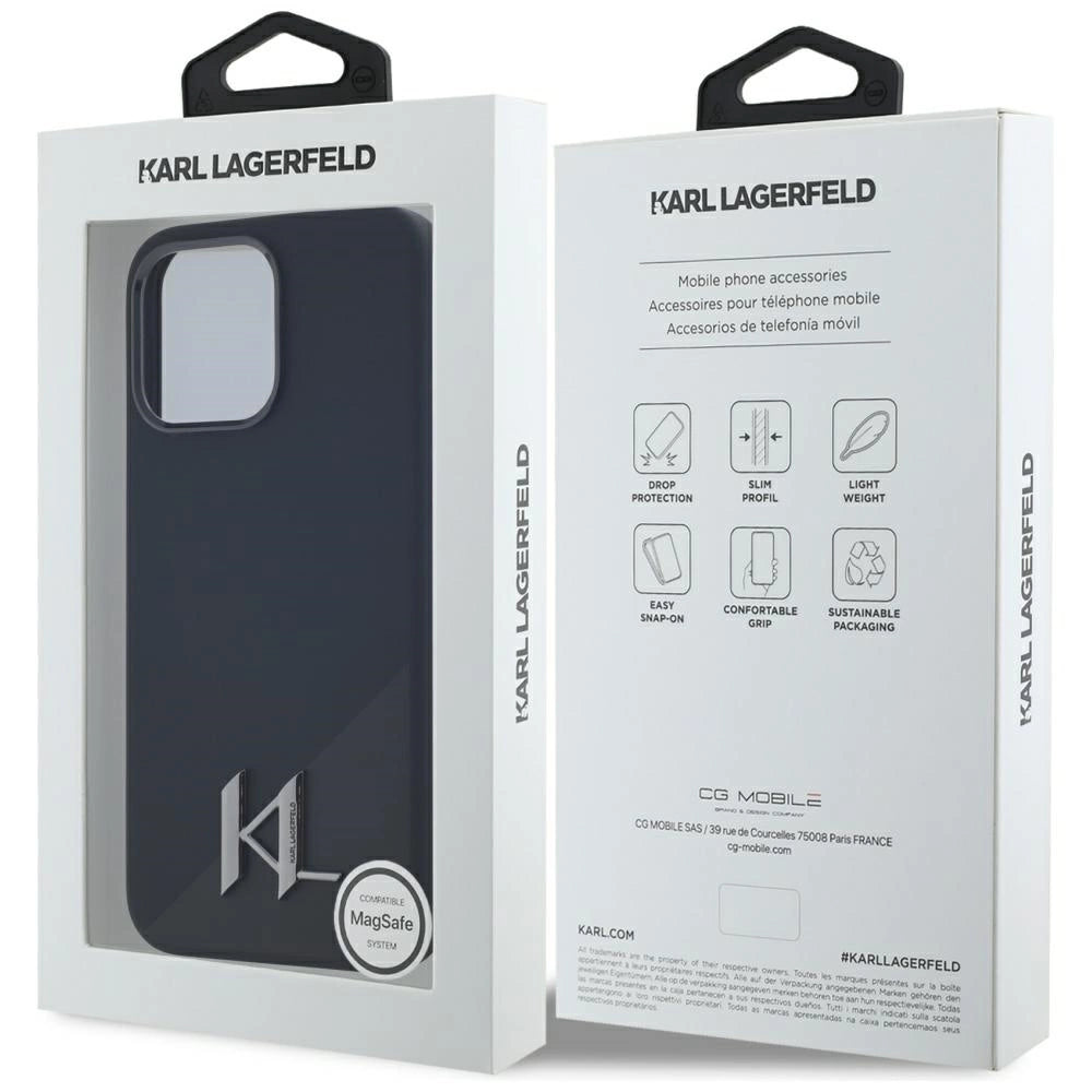 Etui Karl Lagerfeld Silicone Shadow Metal Initial do iPhone 15 Pro czarny – zdjęcie 8