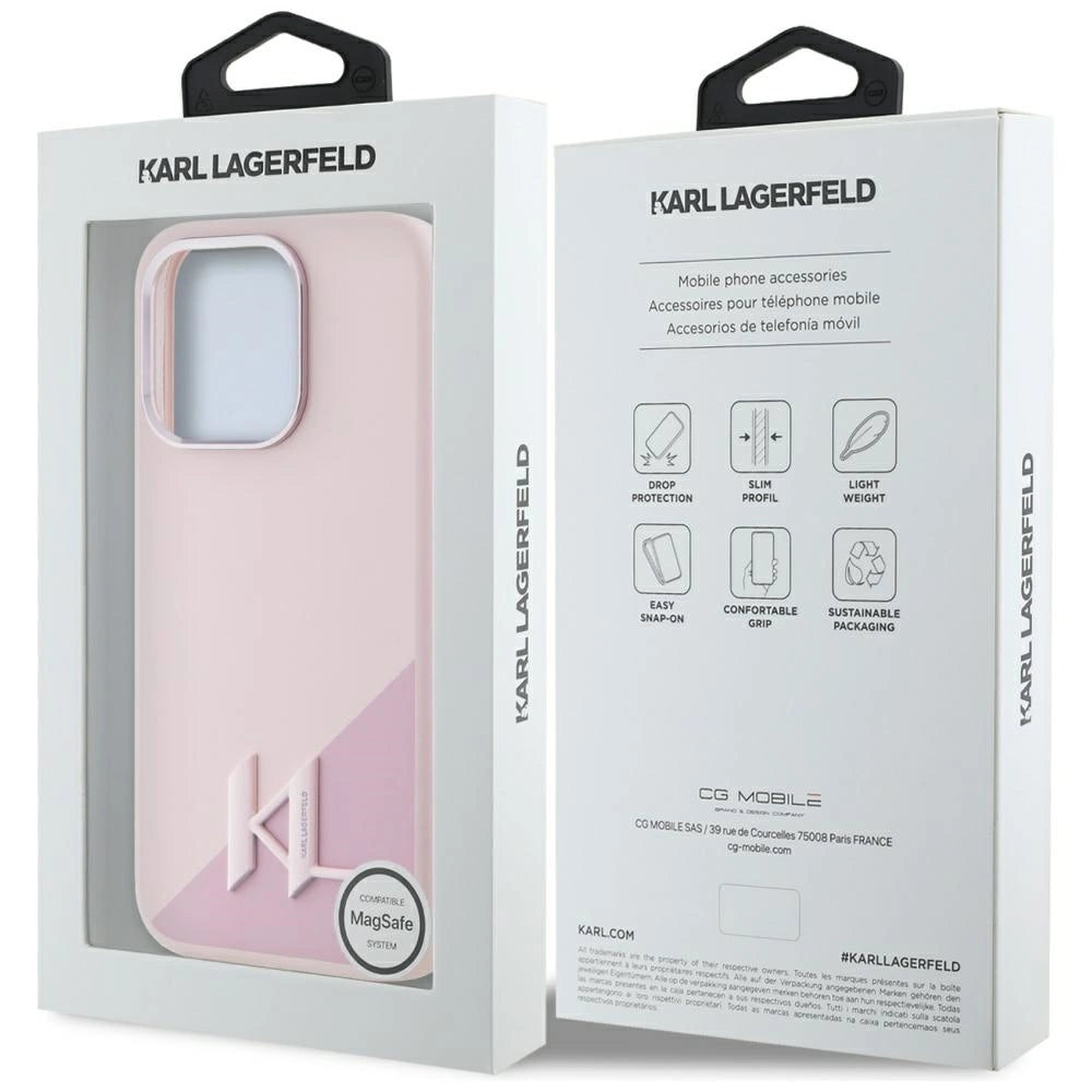 Etui Karl Lagerfeld Silicone Shadow Metal Initial do iPhone 15 Pro różowy – zdjęcie 8