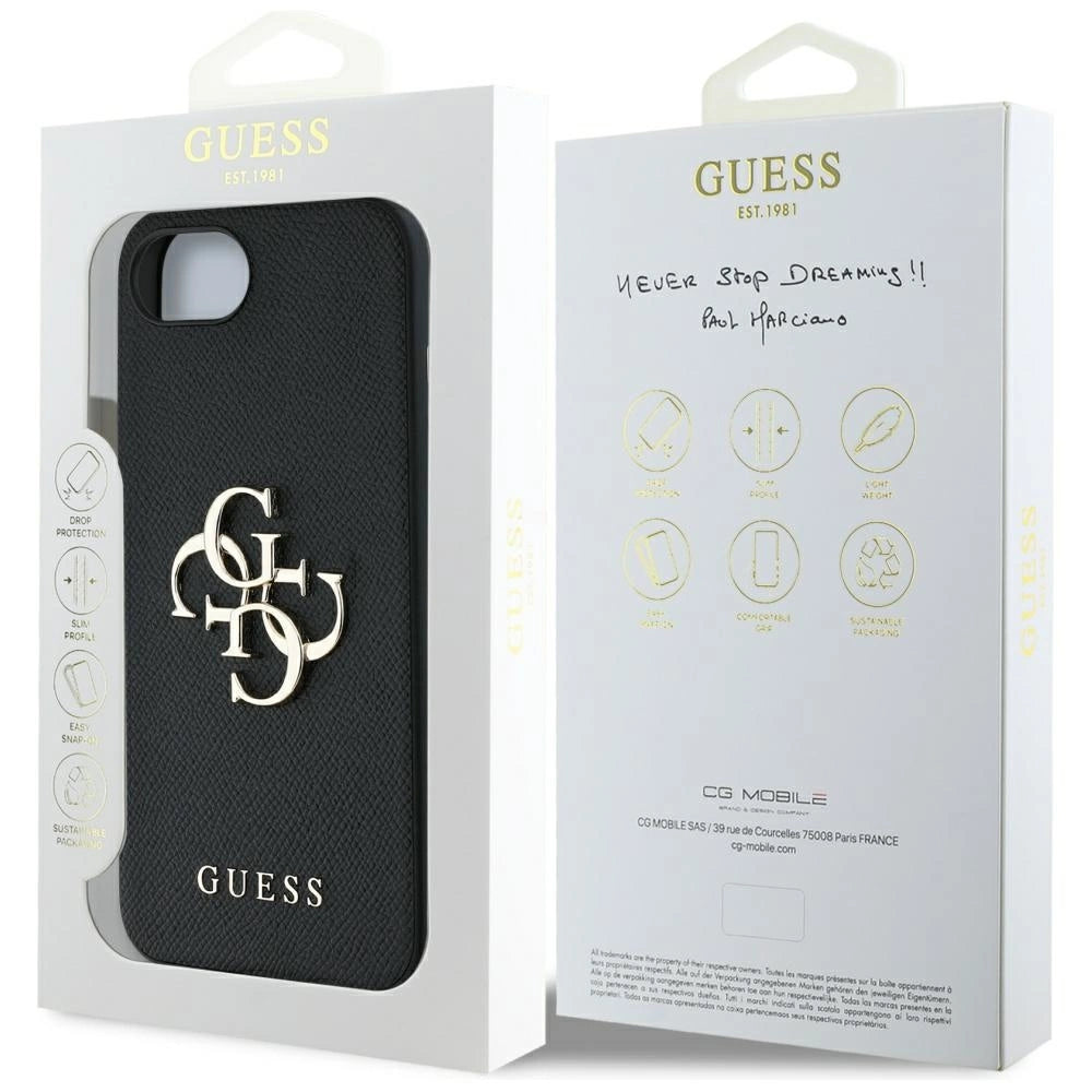Etui Guess PU Grained 4G Metal Logo na iPhone 16e - czarne – zdjęcie 8