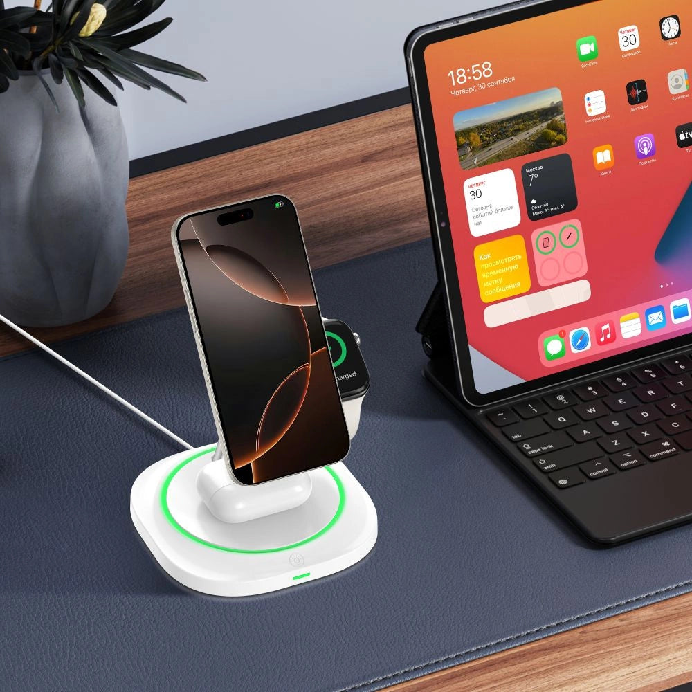 Ładowarka indukcyjna Tech-Protect QI15W-A46 3w1 Magnetic MagSafe - biała – zdjęcie 9