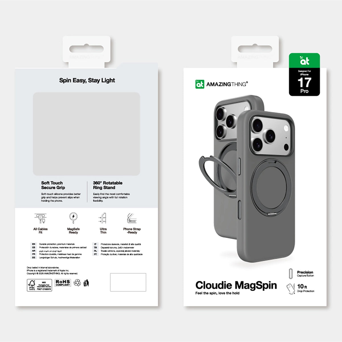 Etui AMAZINGTHING Cloudie na iPhone 17 Pro z podstawką - szare – zdjęcie 8