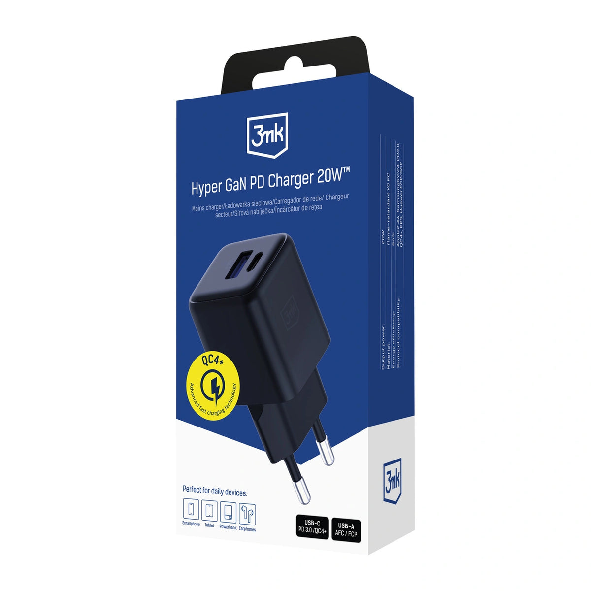 Ładowarka sieciowa 3mk Hyper GaN Charger 20W QC4+ PD PPS USB-C - czarna – zdjęcie 15
