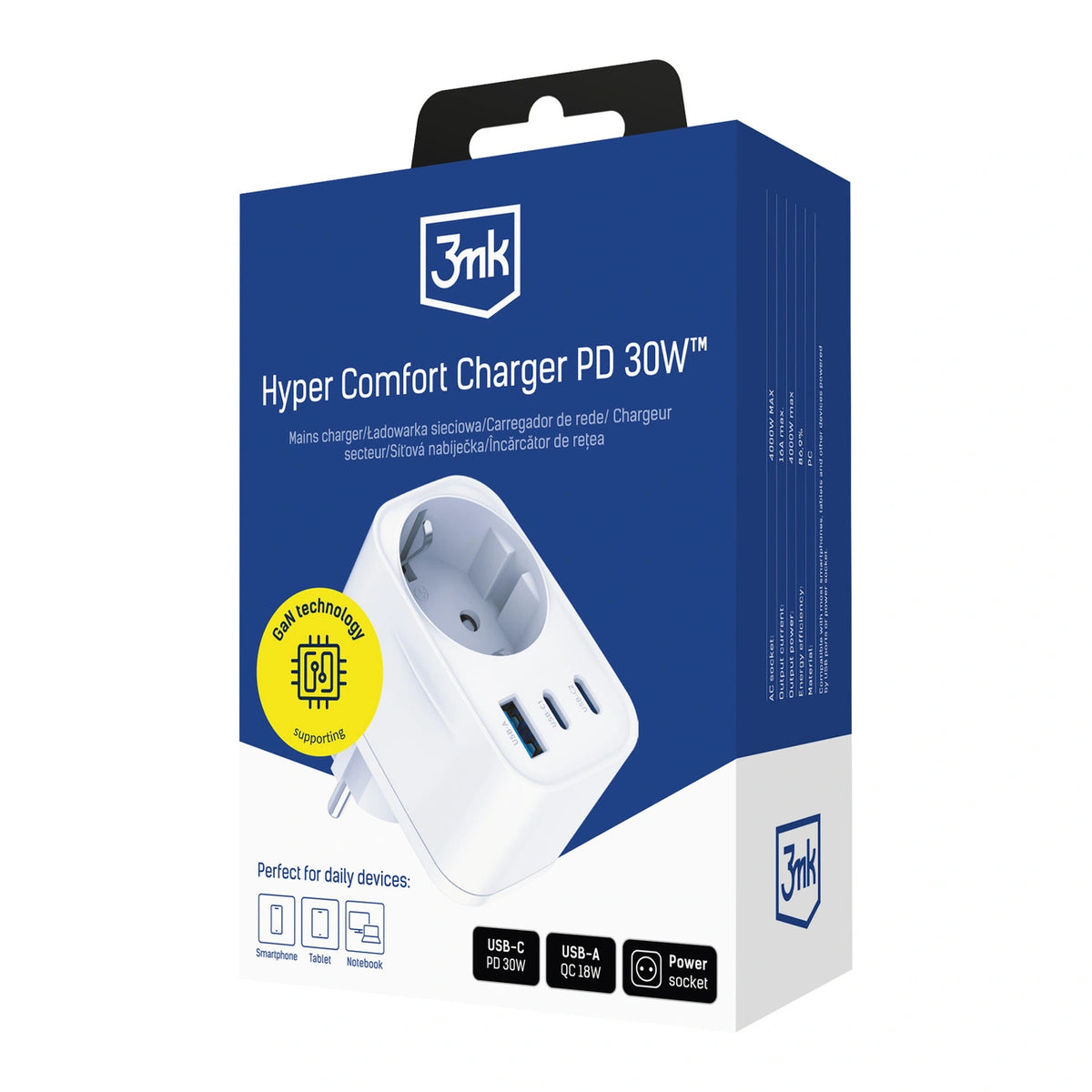 Ładowarka sieciowa 3mk Hyper Comfort Charger GaN PD 30W - biała – zdjęcie 10