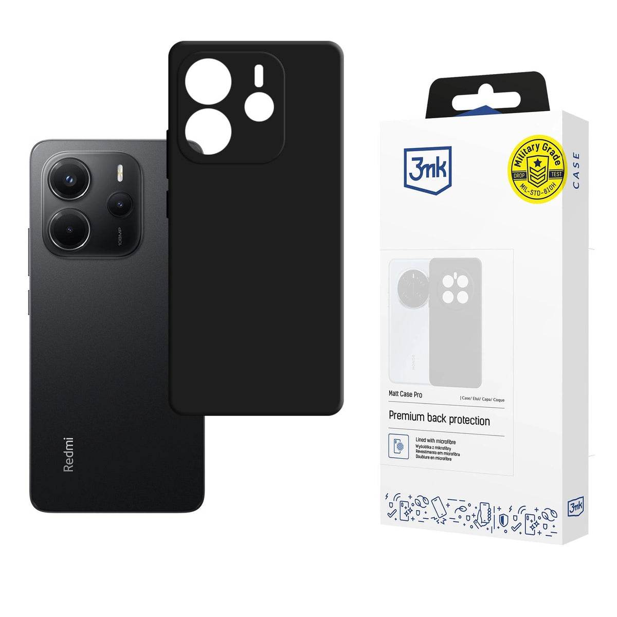 Etui 3mk Matt Case Pro na Xiaomi Redmi Note 14 4G - czarne matowe