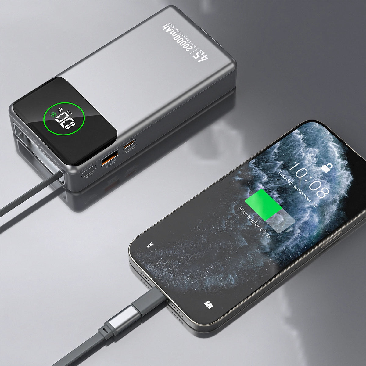 Powerbank Dudao K31 Pro 45W 20000mAh z wbudowanym zwijanym kablem - szary – zdjęcie 10