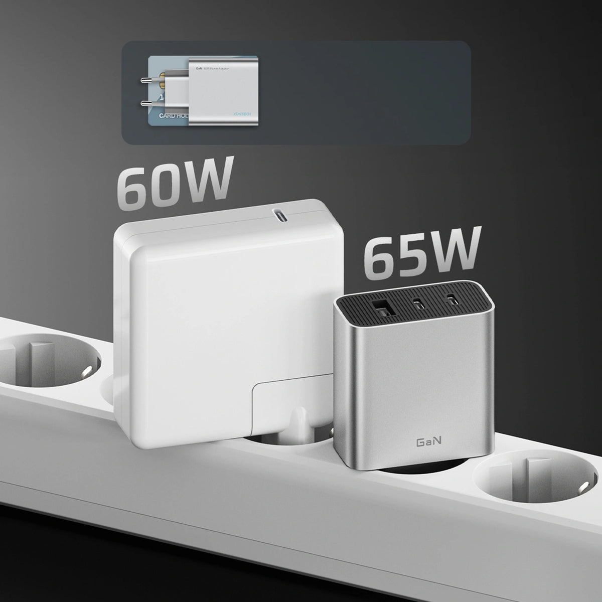 Ładowarka sieciowa Cuktech 65W GaN 2xUSB-C 1xUSB-A - szara – zdjęcie 13