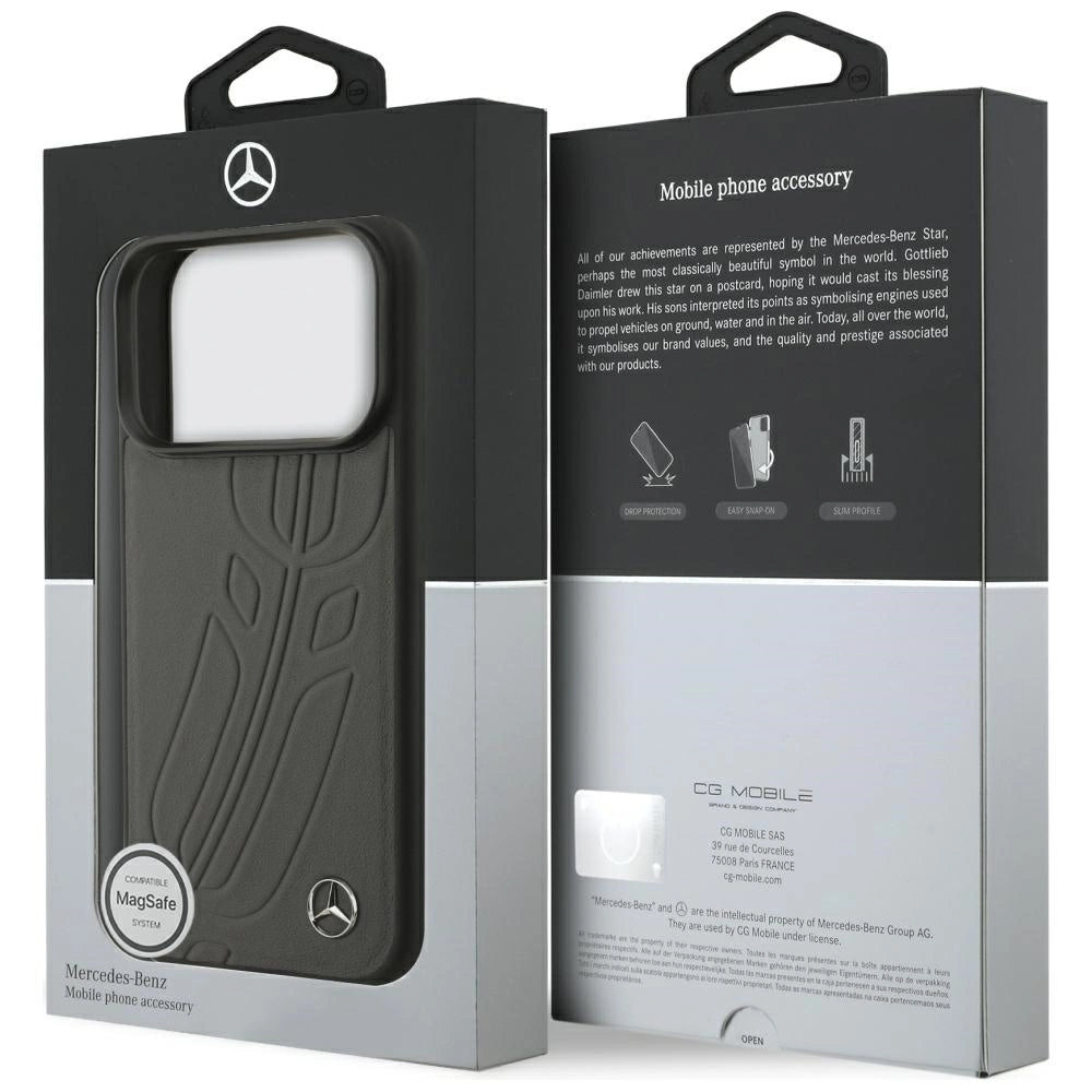 Etui Mercedes Leather Large Laurel Leave na iPhone 17 Pro - czarno-szary – zdjęcie 8