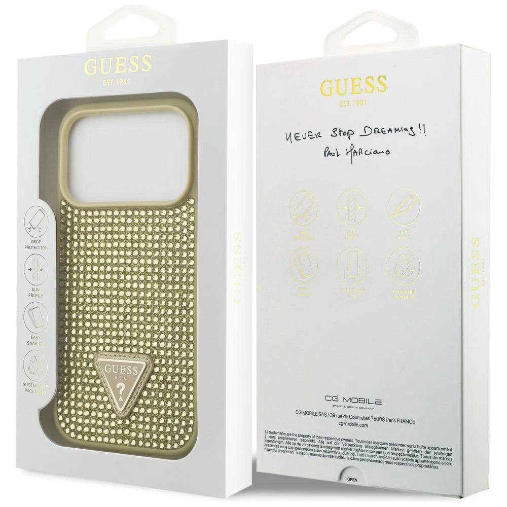 Etui Guess Rhinestone Triangle Logo na iPhone 17 Pro - złote – zdjęcie 8