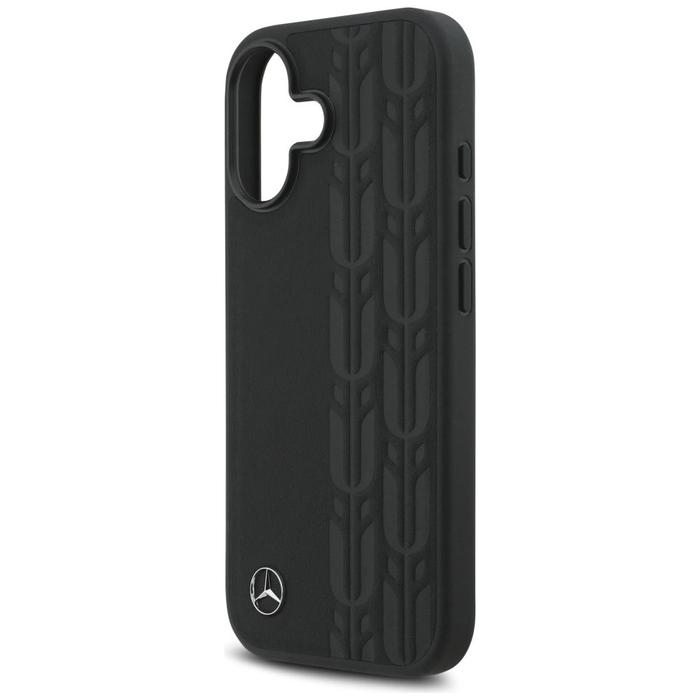 Etui Mercedes Leather Laurel Leaves MagSafe na iPhone 17 - czarne