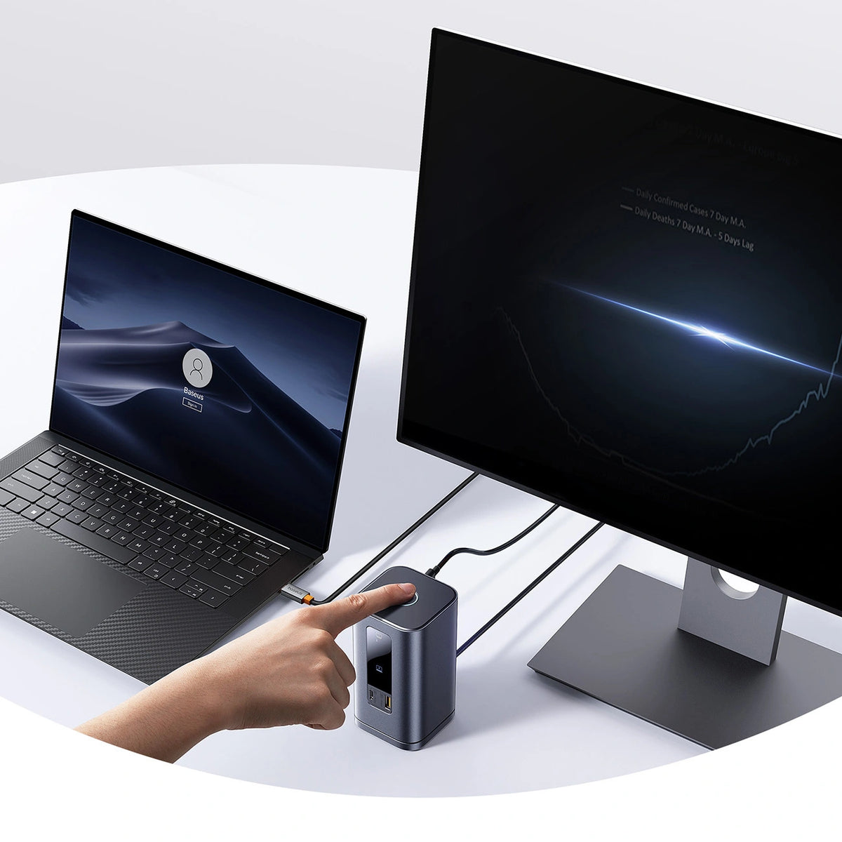 Stacja dokująca Baseus Spacemate RD1 hub 11w1 USB-C - 2xHDMI - szara – zdjęcie 12