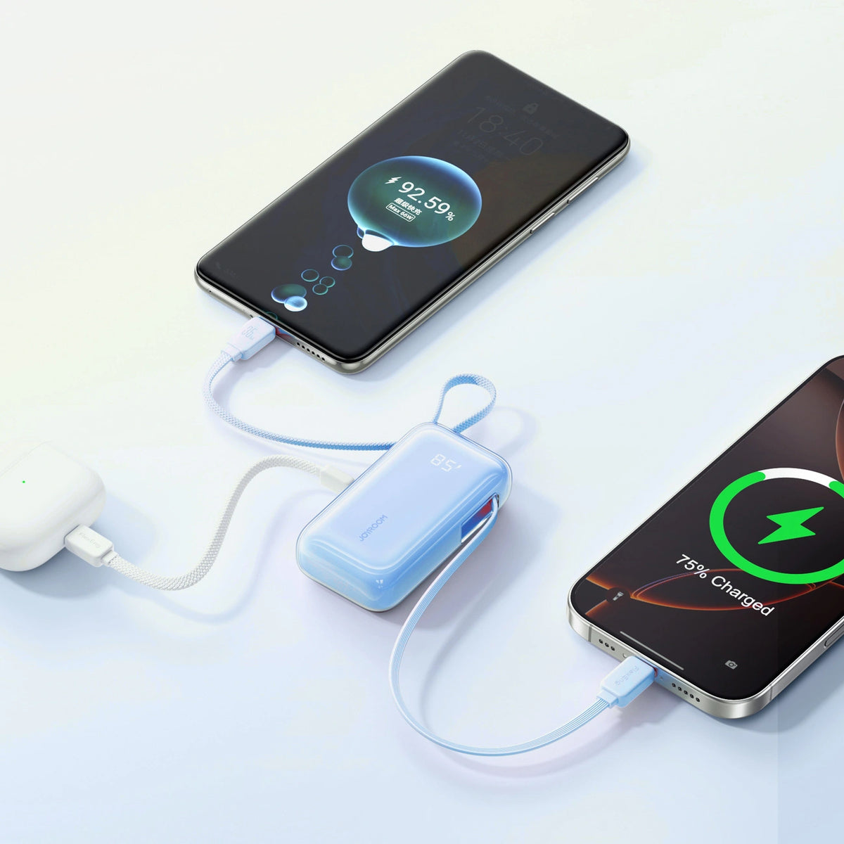 Powerbank Joyroom JR-PR2L 10000mAh 35W z wbudowanym zwijanym - niebieski – zdjęcie 3