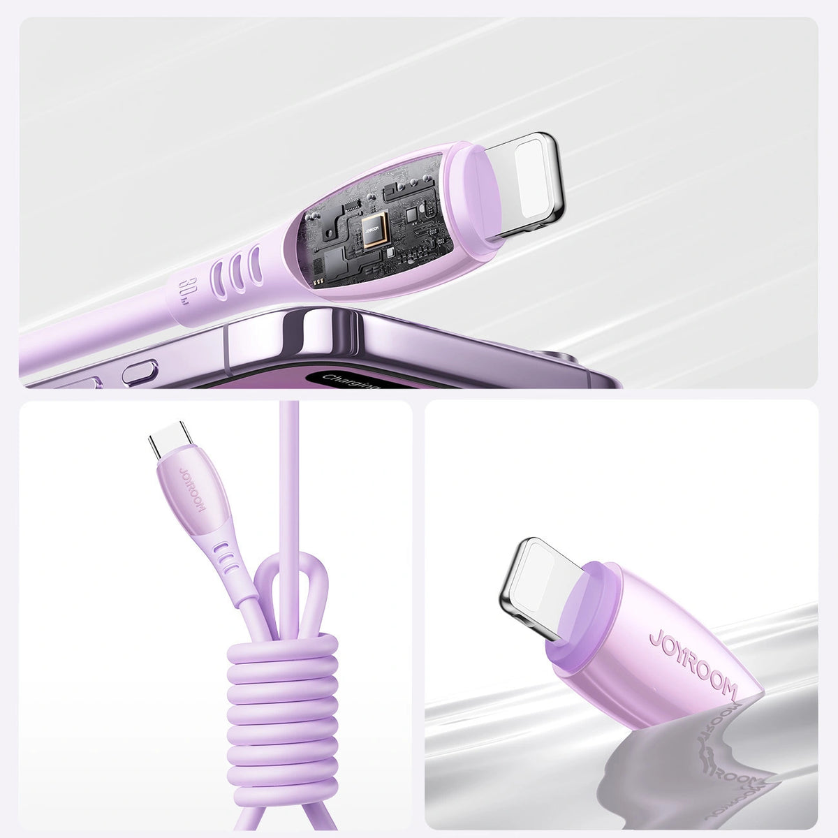 Kabel Joyroom S-A59 Vibrant Series 30W USB-C - Lightning 1,2m - fioletowy – zdjęcie 12