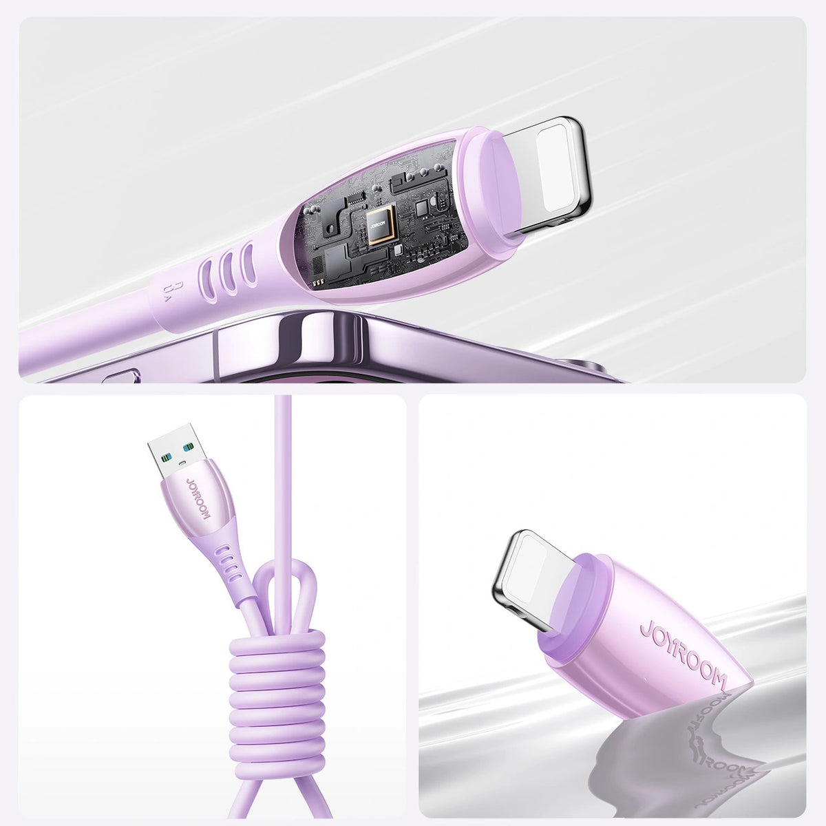 Kabel Joyroom S-A59 Vibrant Series 3A USB-A - Lightning 1,2m - fioletowy – zdjęcie 12